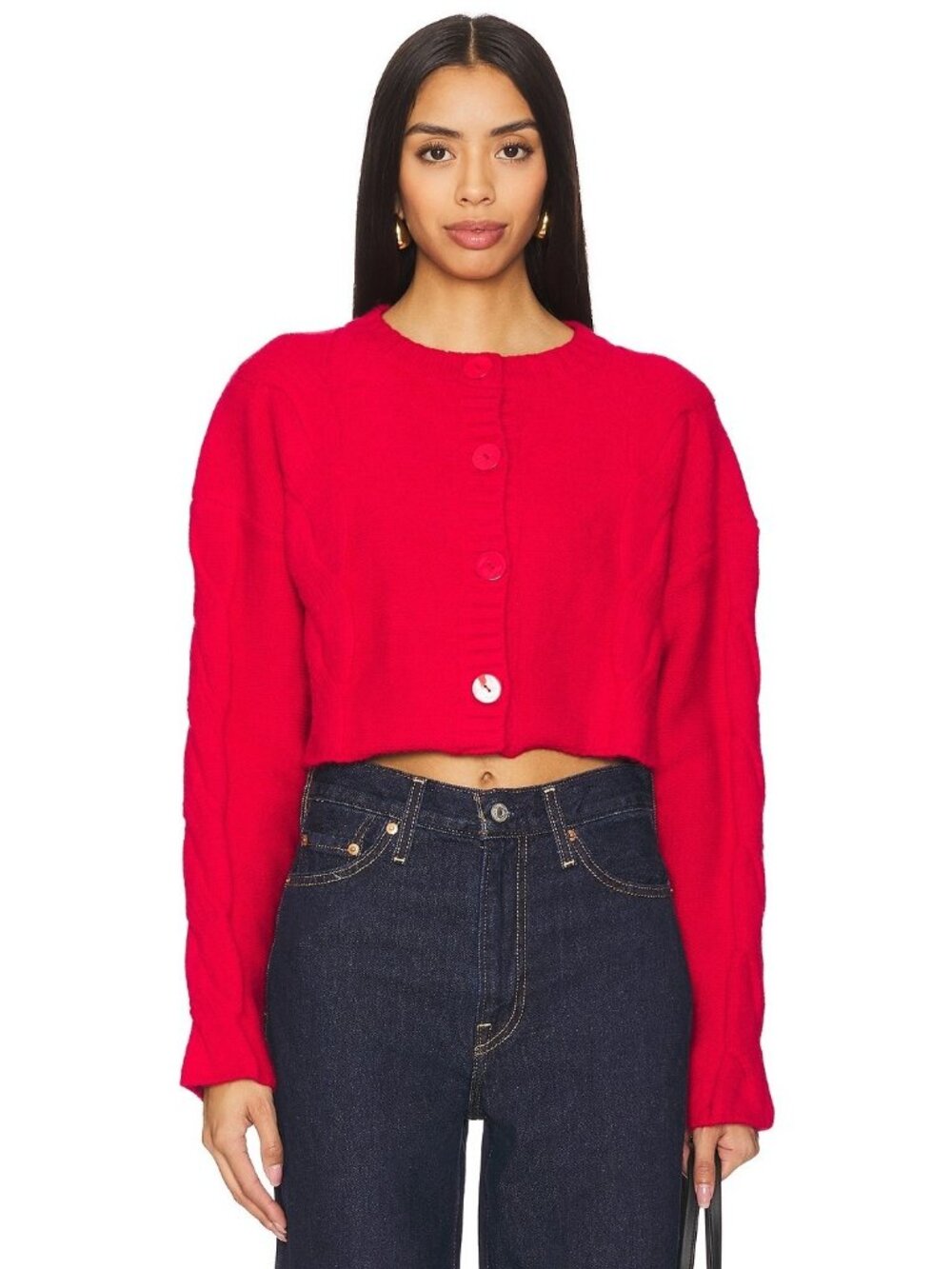 SNDYS Laine Cable Cardigan in Red